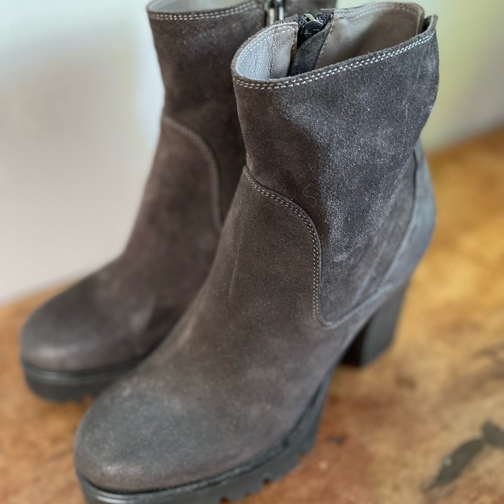 Now Velour Lug Sole High Heel Boots View 5